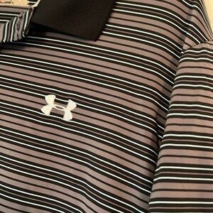 Under Armour HeatGear loose fit polo shirt with horizontal stripes